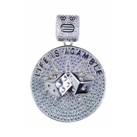Life is a gamble silver pendant,silver pendant,topjewelleryuk,top jewellery,silver,925,iced out