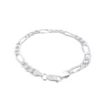 925 Sterling Silver Solid Figaro Bracelet - 5.5 mm - Image 2