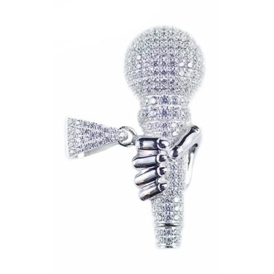 Mickrophone silver pendant,silver pendant,topjewelleryuk,top jewellery,silver,925,iced out