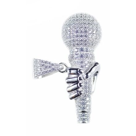 Mickrophone silver pendant,silver pendant,topjewelleryuk,top jewellery,silver,925,iced out