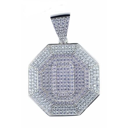 Octagon solid silver pendant,silver pendant,topjewelleryuk,top jewellery,silver,925,iced out