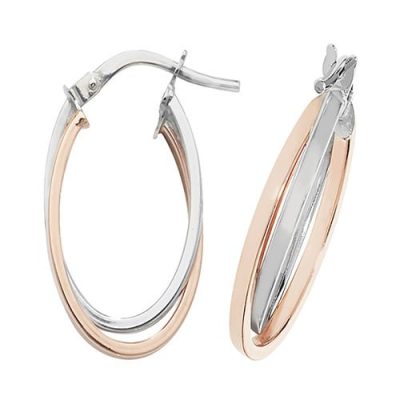 Oval Two Color,White & Rose Gold Hoop Earrings,white Gold Hoop Earrings 20 mm,30mm ,9ct,18ct,14ct,topjewellery,top,jewellery,topjewelleryukBirmingham,Jewellery Quarter.1