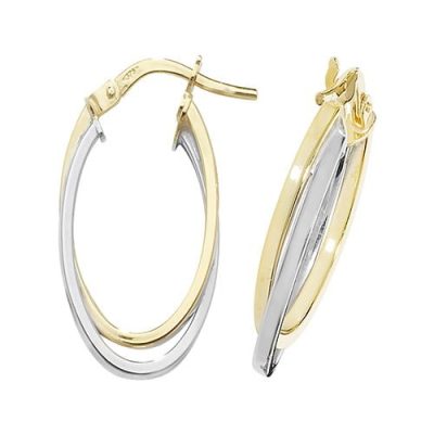 Oval Two Color,White & Yellow Gold Hoop Earrings,white Gold Hoop Earrings 20 mm,30mm ,9ct,18ct,14ct,topjewellery,top,jewellery,topjewelleryukBirmingham,Jewellery Quarter.1