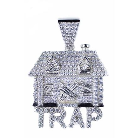 Trap House silver pendant,silver pendant,topjewelleryuk,top jewellery,silver,925,iced out