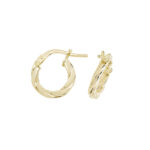 9k Yellow Gold Flat Twisted Gold Hoop Earrings in 6 Sizes - 1041 - Image 2