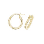 9k Yellow Gold Flat Twisted Gold Hoop Earrings in 6 Sizes - 1041 - Image 3