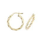 9k Yellow Gold Flat Twisted Gold Hoop Earrings in 6 Sizes - 1041 - Image 4