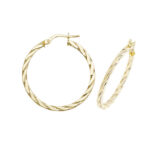 9k Yellow Gold Flat Twisted Gold Hoop Earrings in 6 Sizes - 1041 - Image 6