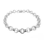 8 mm wide Belcher bracelet solid round links with plain and patterned design for men, women and children/kids.