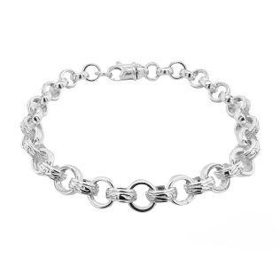 8 mm wide Belcher bracelet solid round links with plain and patterned design for men, women and children/kids.