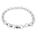 8 mm wide Belcher bracelet solid round links with plain and patterned design for men, women and children/kids.