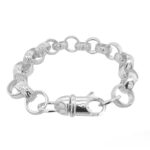 13 mm wide belcher bracelet for men solid sterling silver 925, heavy and patterned links.