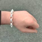 13 mm wide belcher bracelet for men solid sterling silver 925, heavy and patterned links.