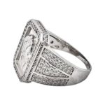 925 sterling silver Queens ring for men pinky or signet ring stone set with cubic zirconia stones cz for men large size 18 mm.
