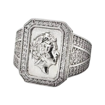 925 sterling silver Queens ring for men pinky or signet ring stone set with cubic zirconia stones cz for men large size 18 mm.