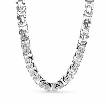 925 Sterling Silver Solid Flat Byzantine Chain - 9 mm