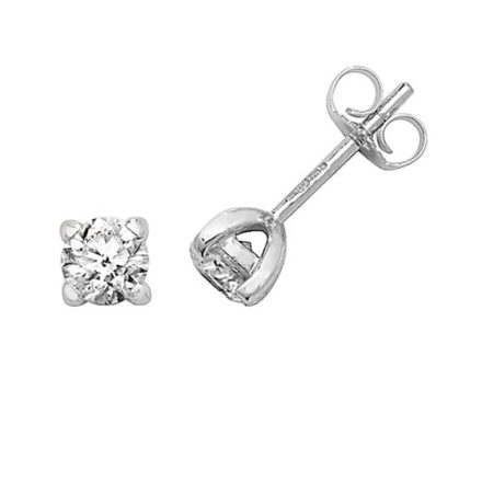 Diamond 4-claw stud earrings 9ct white gold 0.75 ct,H color, SI2,topjewelleryuk,topjewellery birmingham