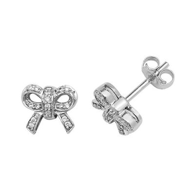 Diamond Bow stud earrings 9ct white gold 0.60 ct SI2,topjewelleryuk,topjewellery birmingham
