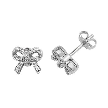 Diamond Bow stud earrings 9ct white gold 0.60 ct SI2,topjewelleryuk,topjewellery birmingham