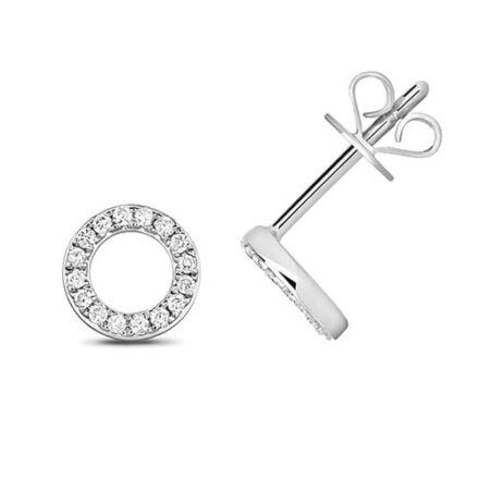 Diamond Cirlce stud earrings 9ct white gold 0.12 ct SI2,topjewelleryuk,topjewellery birmingham