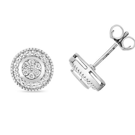 Diamond Cluster Bezel stud earrings 9ct yellow & white gold 0.06 ct SI2,topjewelleryuk,topjewellery birmingham