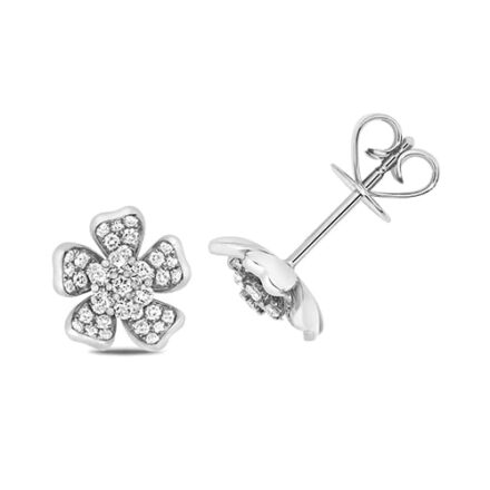 Diamond Flower shaped stud earrings 18ct white gold 0.48 ct,VS G,topjewelleryuk,topjewellery birmingham