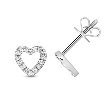 Diamond Heart stud earrings 9ct white gold 0.12 ct SI2,topjewelleryuk,topjewellery birmingham