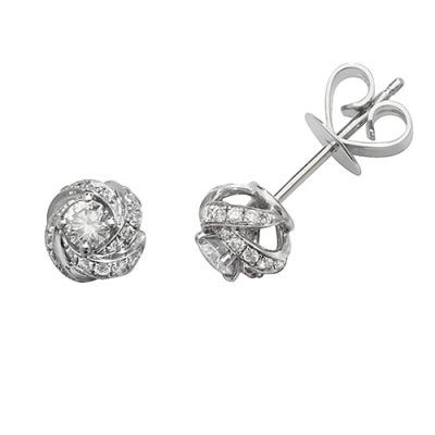 Diamond Knot stud earrings 18ct white gold 0.52,H color, VS,SI,topjewelleryuk,topjewellery birmingham