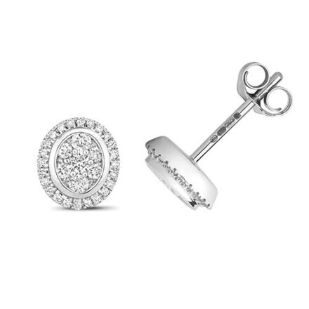 Diamond Oval shaped drop earrings 9ct white gold 0.24 ct SI2,topjewelleryuk,topjewellery birmingham