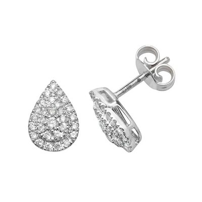 Diamond Pear shaped studs earrings 9ct white gold 0.37 ct SI2,topjewelleryuk,topjewellery birmingham