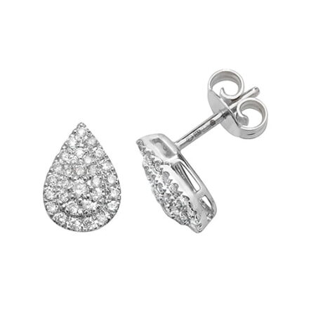Diamond Pear shaped studs earrings 9ct white gold 0.37 ct SI2,topjewelleryuk,topjewellery birmingham