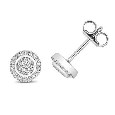 Diamond Round shaped cluster drop earrings 9ct white gold 0.25 ct SI2,topjewelleryuk,topjewellery birmingham