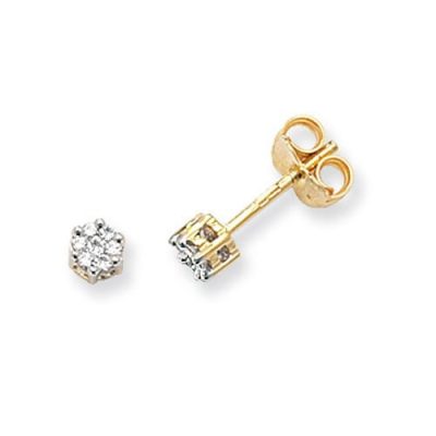 Diamond Round stud earrings 9ct yellow gold 0.12 ct SI,topjewelleryuk,topjewellery birmingham