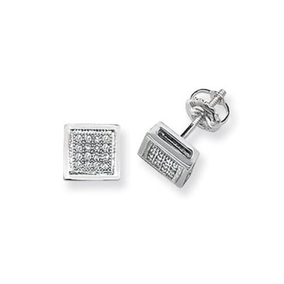 Diamond Square stud earrings 9ct white gold 0.13 ct SI2,topjewelleryuk,topjewellery birmingham