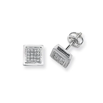 Diamond Square stud earrings 9ct white gold 0.13 ct SI2,topjewelleryuk,topjewellery birmingham