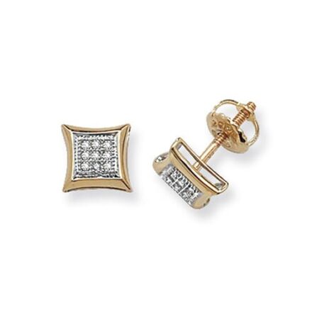 Diamond Square stud earrings 9ct yellow gold 0.06 ct SI2,topjewelleryuk,topjewellery birmingham