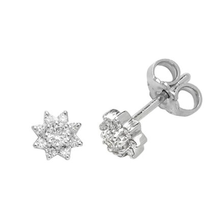Diamond Star stud earrings 9ct white gold 0.25 ct SI2,topjewelleryuk,topjewellery birmingham