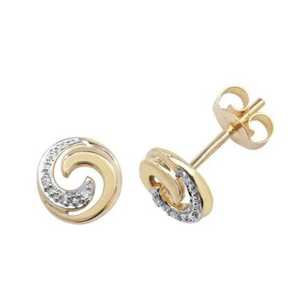 Diamond Swirl stud earrings 9ct white gold 0.06 ct SI2,topjewelleryuk,topjewellery birmingham