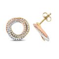 Diamond circle tri- colored stud earrings 18ct white,yellow,rose gold 1.13,H-G color, ct SI,topjewelleryuk,topjewellery birmingham
