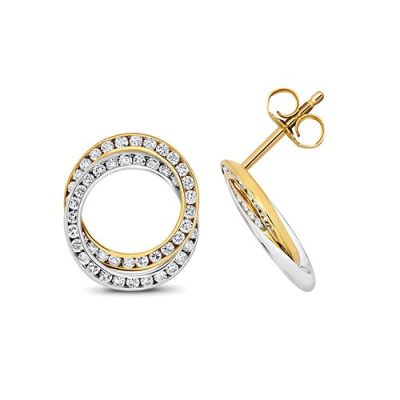 Diamond circle two colored stud earrings 18ct white gold 0.75,H-G color, ct SI,topjewelleryuk,topjewellery birmingham