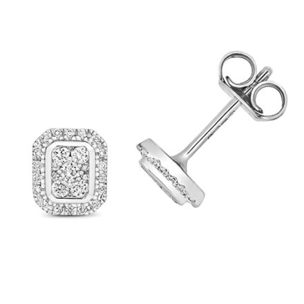 Diamond emerald shaped drop earrings 9ct white gold 0.25 ct,H color, SI,topjewelleryuk,topjewellery birmingham