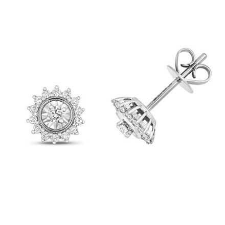 Diamond illusion star shaped drop earrings 9ct white gold 0.28 ct SI2,topjewelleryuk,topjewellery birmingham