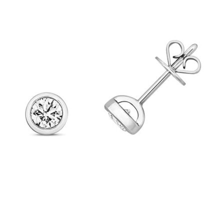 Diamond rubover stud earrings 9ct white gold 0.50 ct,H color, SI2,topjewelleryuk,topjewellery birmingham