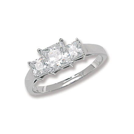 Princess Cut Ladies 3 Trilogi Cz Patterned Sterling silver Signet ring 925,Signet ring, Top Jewellery UK,Birmingham,Topjewelleryuk