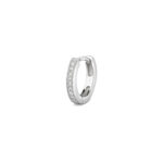 9k white gold diamond hoop earrings set with 0.10 ct of SI diamonds for women and kids.