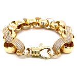 9k Yellow Gold Stone Set Cz Belcher Bracelet - 14 mm - Image 2