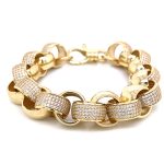 9k Yellow Gold Stone Set Cz Belcher Bracelet - 14 mm