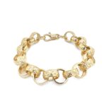 9k Yellow Gold Patterned Belcher Bracelet - 13 mm