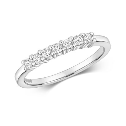 9k white gold 7 stone diamond eternity ring for woman 0.25 ct SI.