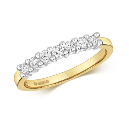9k Yellow Gold 7 Stone Diamond Eternity Ring - 0.33 ct